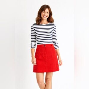 Boden Red Corduroy Mini Skirt 12 Petite NWT A-Line Button Zip